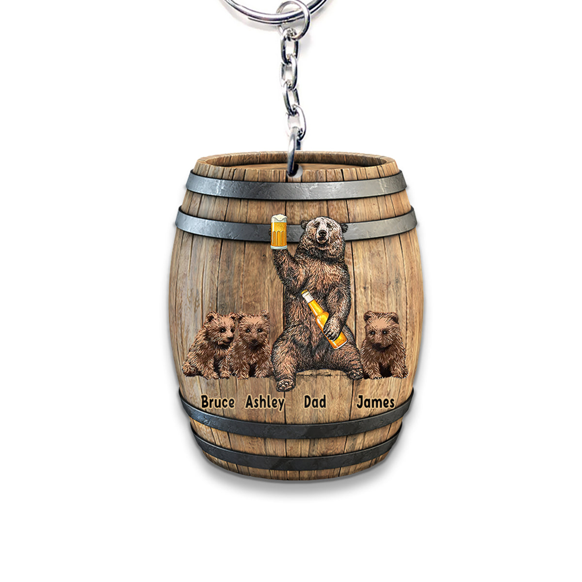 „Es ist kein Papa Bob“ – personalisierter Schlüsselanhänger für Väter (beidseitig bedruckt)