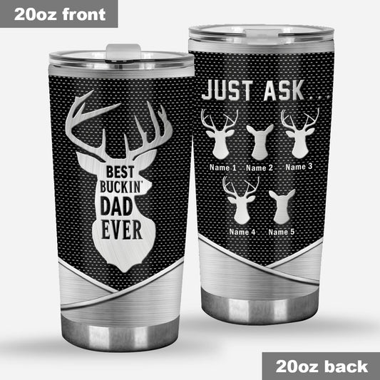 Metallmusterdruck „Bester Jagd-Papa aller Zeiten“ – Personalisierter Jagdbecher