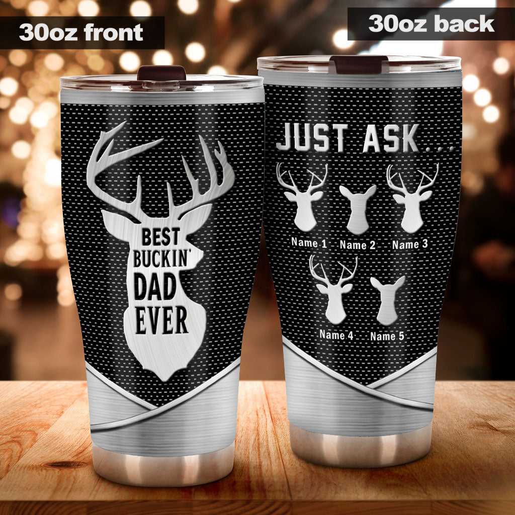 Metallmusterdruck „Bester Jagd-Papa aller Zeiten“ – Personalisierter Jagdbecher
