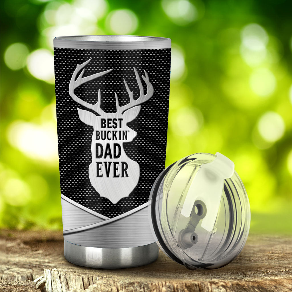Metallmusterdruck „Bester Jagd-Papa aller Zeiten“ – Personalisierter Jagdbecher