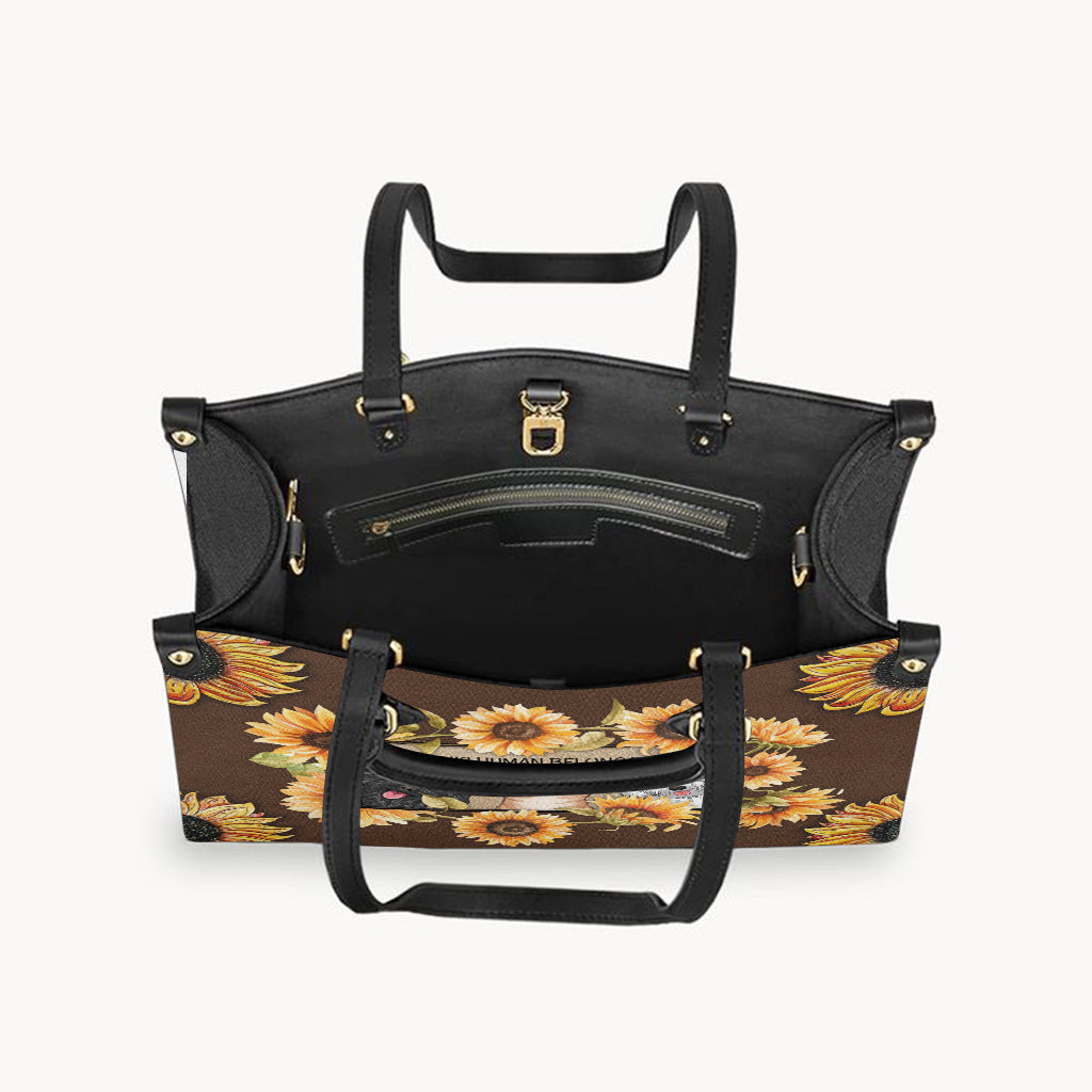 Diese Person gehört zu – personalisierte Hunde-Lederhandtasche