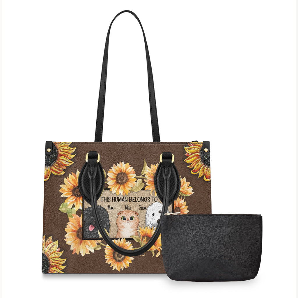 Diese Person gehört zu – personalisierte Hunde-Lederhandtasche