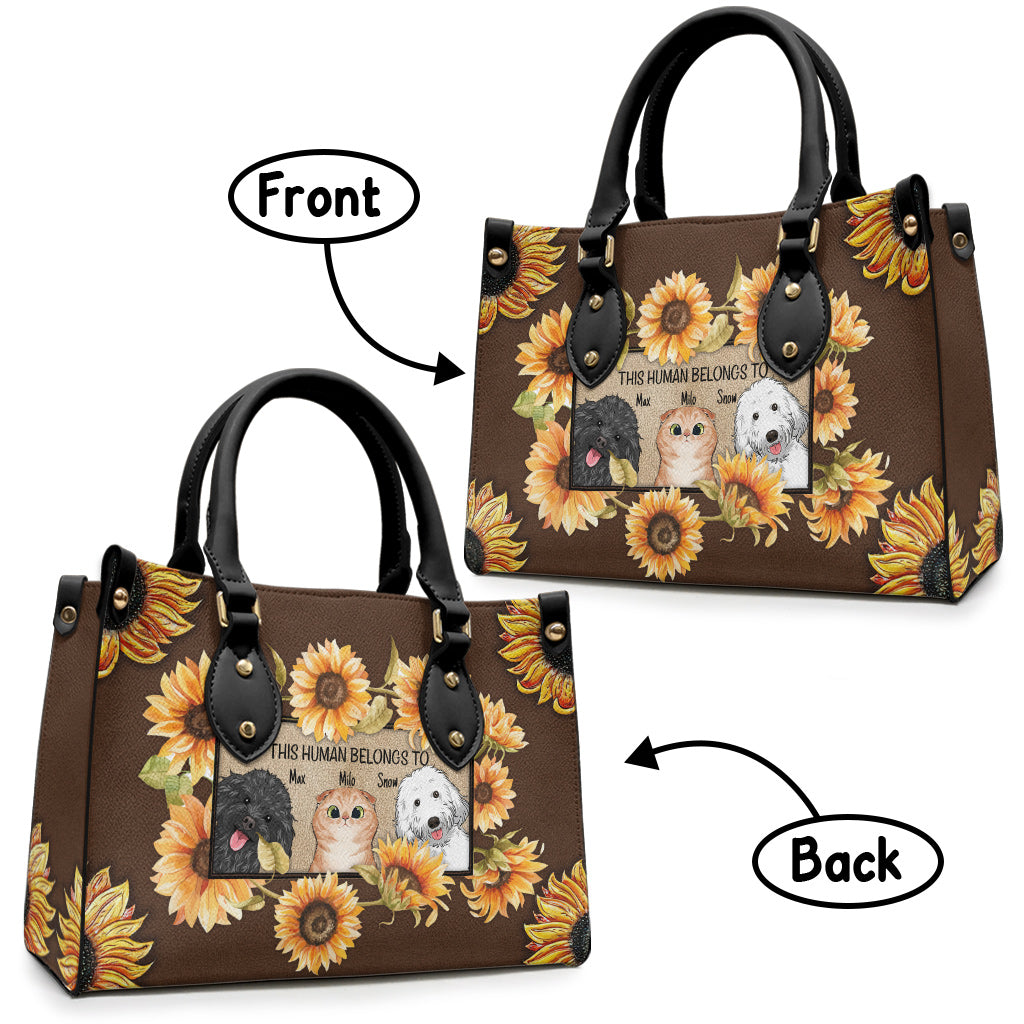 Diese Person gehört zu – personalisierte Hunde-Lederhandtasche