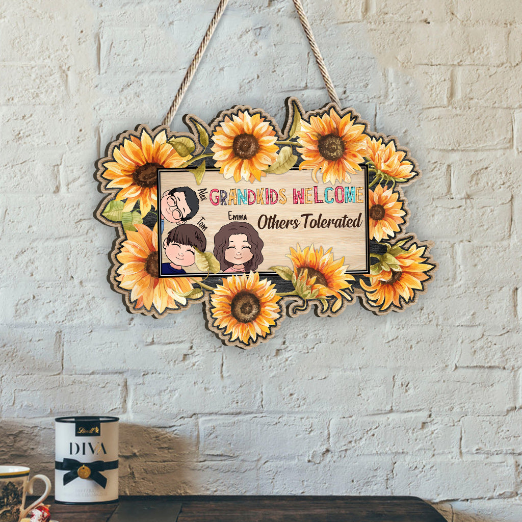 Enkelkinder willkommen - Personalisiertes Oma-Holzschild