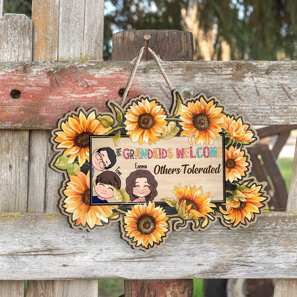 Enkelkinder willkommen - Personalisiertes Oma-Holzschild