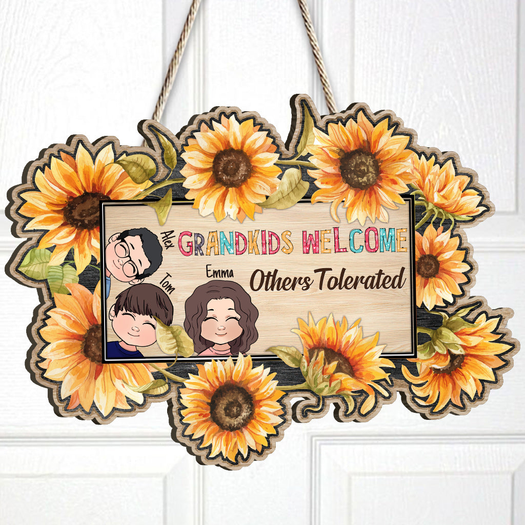 Enkelkinder willkommen - Personalisiertes Oma-Holzschild