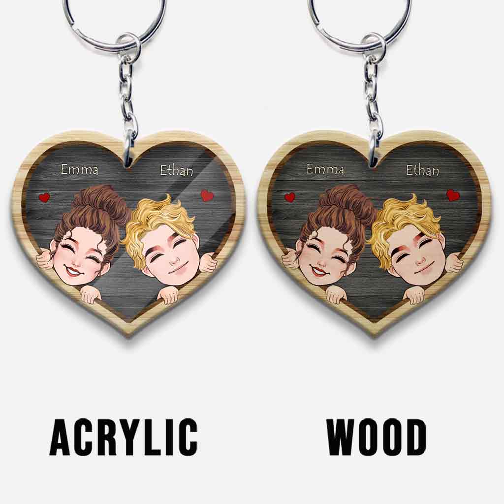 A Reminder - Personalized Couple Couple Keychain (Printed On Both Sides)