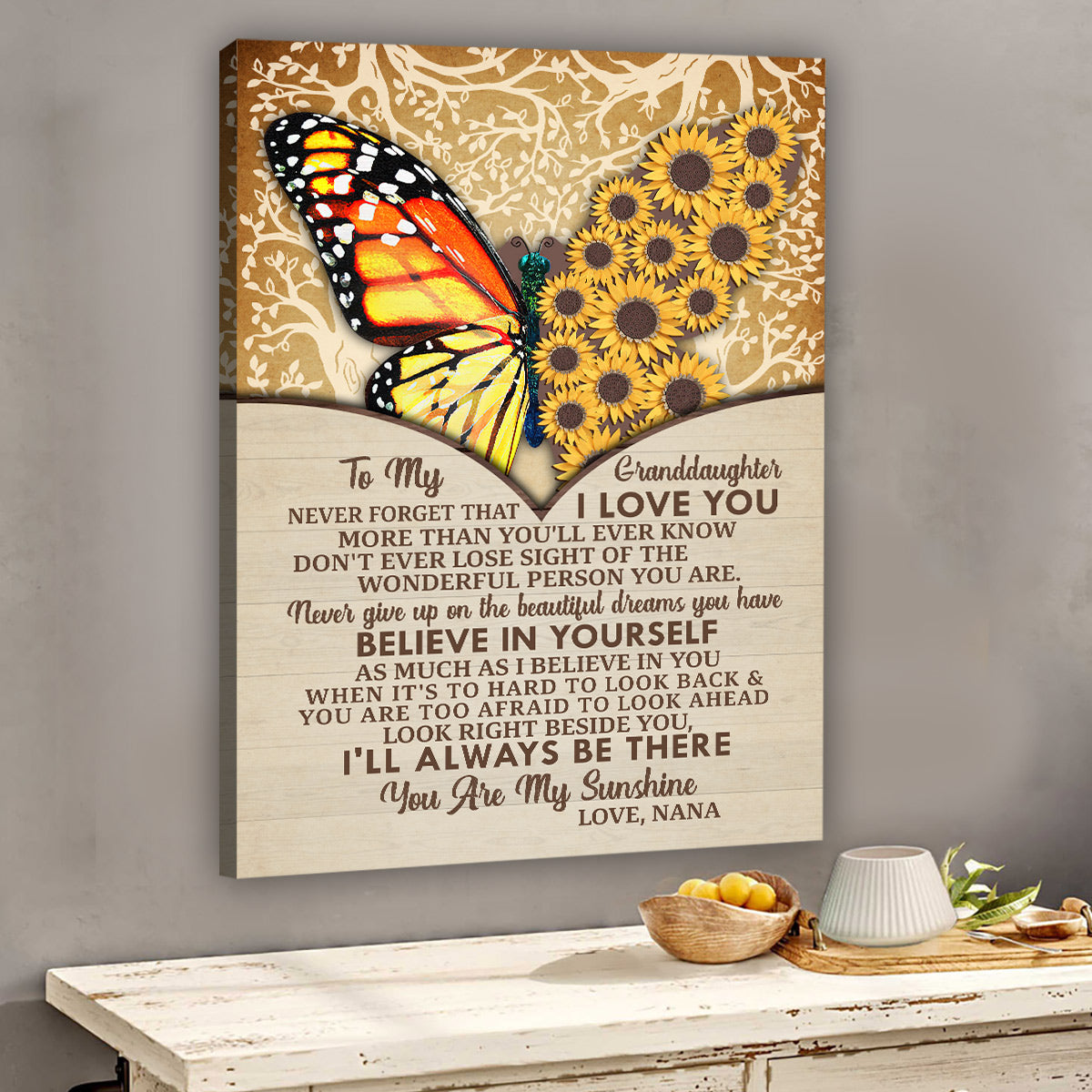 Du bist mein Sonnenschein – Personalisierte Leinwand und Poster für Oma