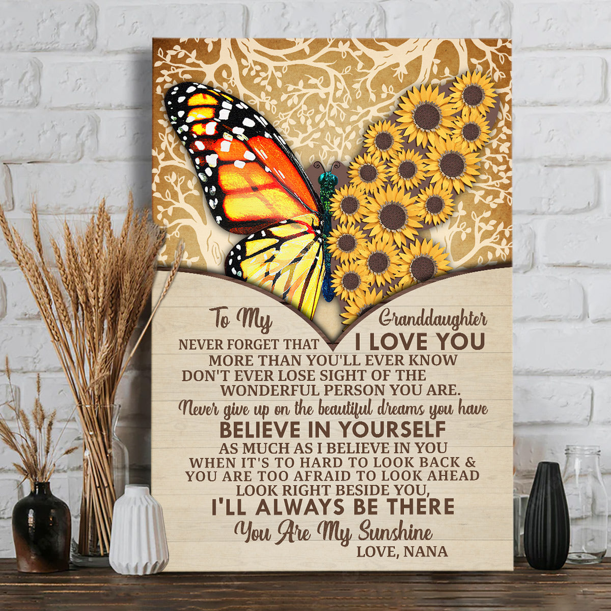 Du bist mein Sonnenschein – Personalisierte Leinwand und Poster für Oma