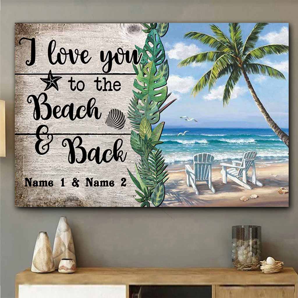 Ich liebe dich bis zum Strand und zurück – Personalisiertes Poster für Meeresliebhaber
