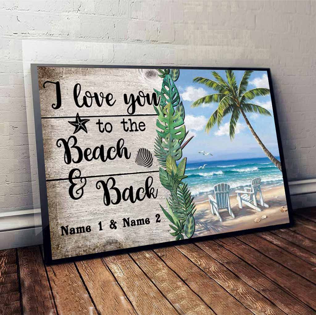 Ich liebe dich bis zum Strand und zurück – Personalisiertes Poster für Meeresliebhaber