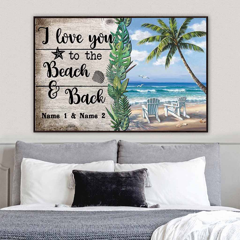 Ich liebe dich bis zum Strand und zurück – Personalisiertes Poster für Meeresliebhaber