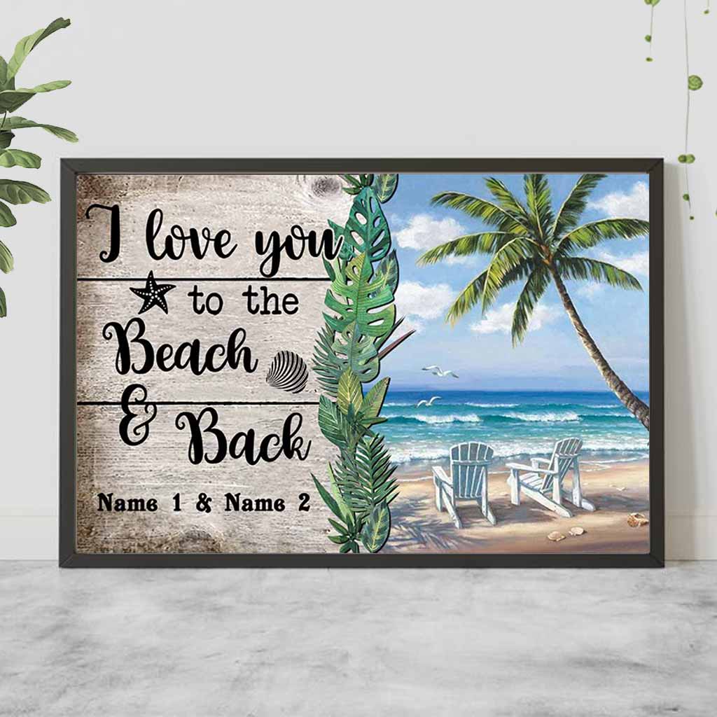 Ich liebe dich bis zum Strand und zurück – Personalisiertes Poster für Meeresliebhaber