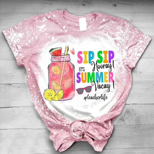 It's Summer Vacay - Personalized Teacher Handmade Bleached Shirts