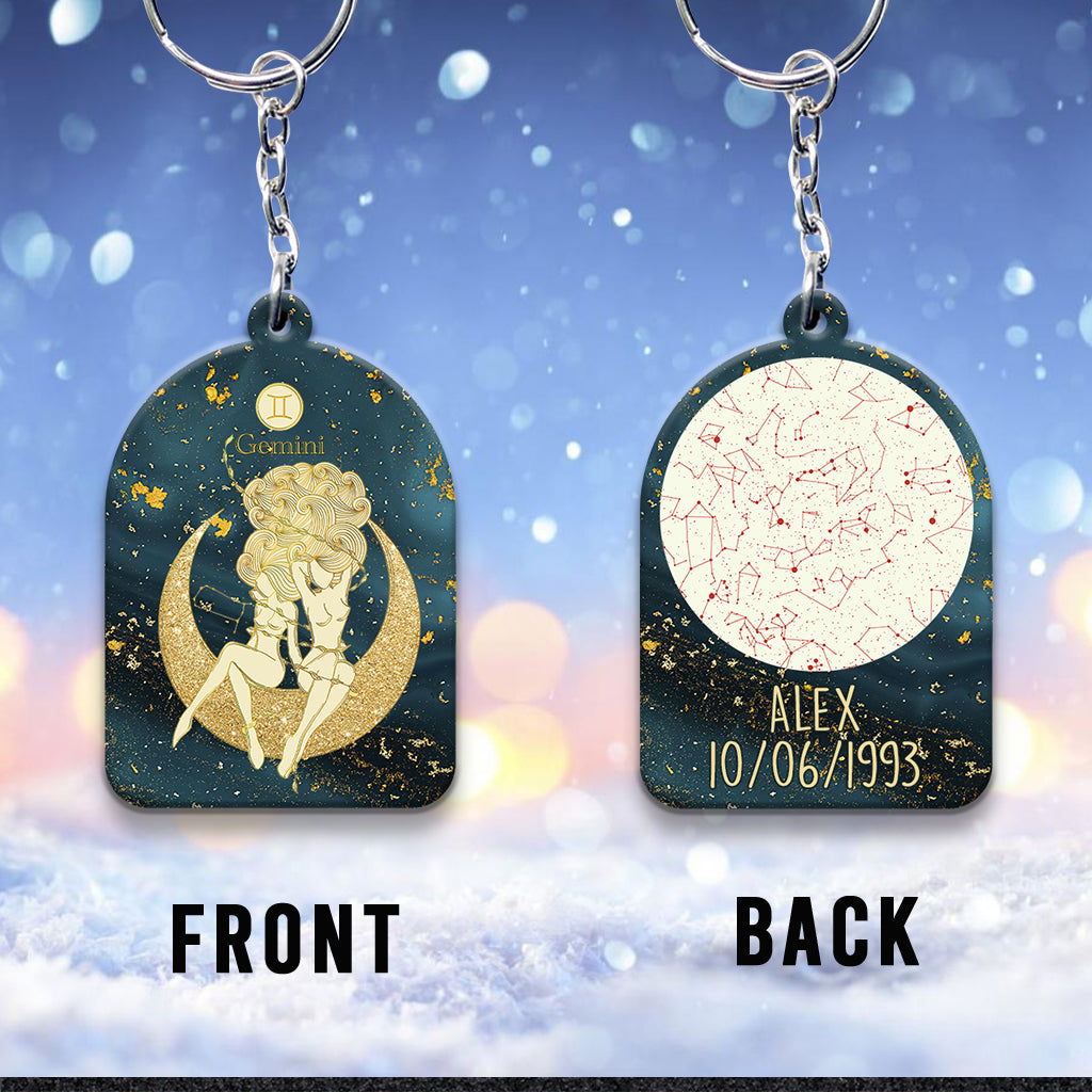 Sternzeichen - Personalisierter Horoskop-Schlüsselanhänger (beidseitig bedruckt)