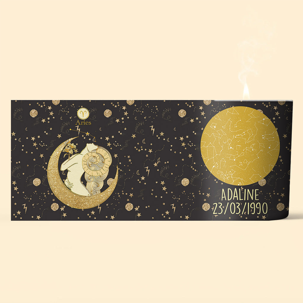 Sternzeichen – Personalisierte Horoskopkerze mit Holzdeckel