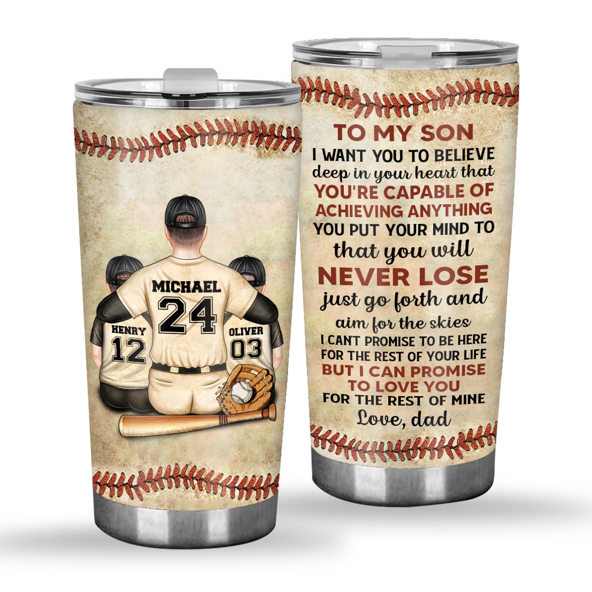 Ich möchte, dass du tief in deinem Herzen daran glaubst – Baseballgeschenk für Sohn, Tochter, Enkelin, Enkel – personalisierter Becher