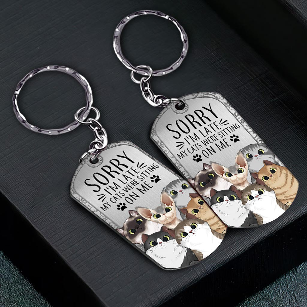 Sorry I'm Late - Personalized Cat Stainless Steel Keychain