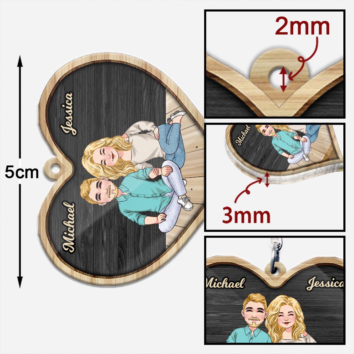 Fahr vorsichtig, ich brauche dich – personalisierter Schlüsselanhänger für Paare (beidseitig bedruckt)