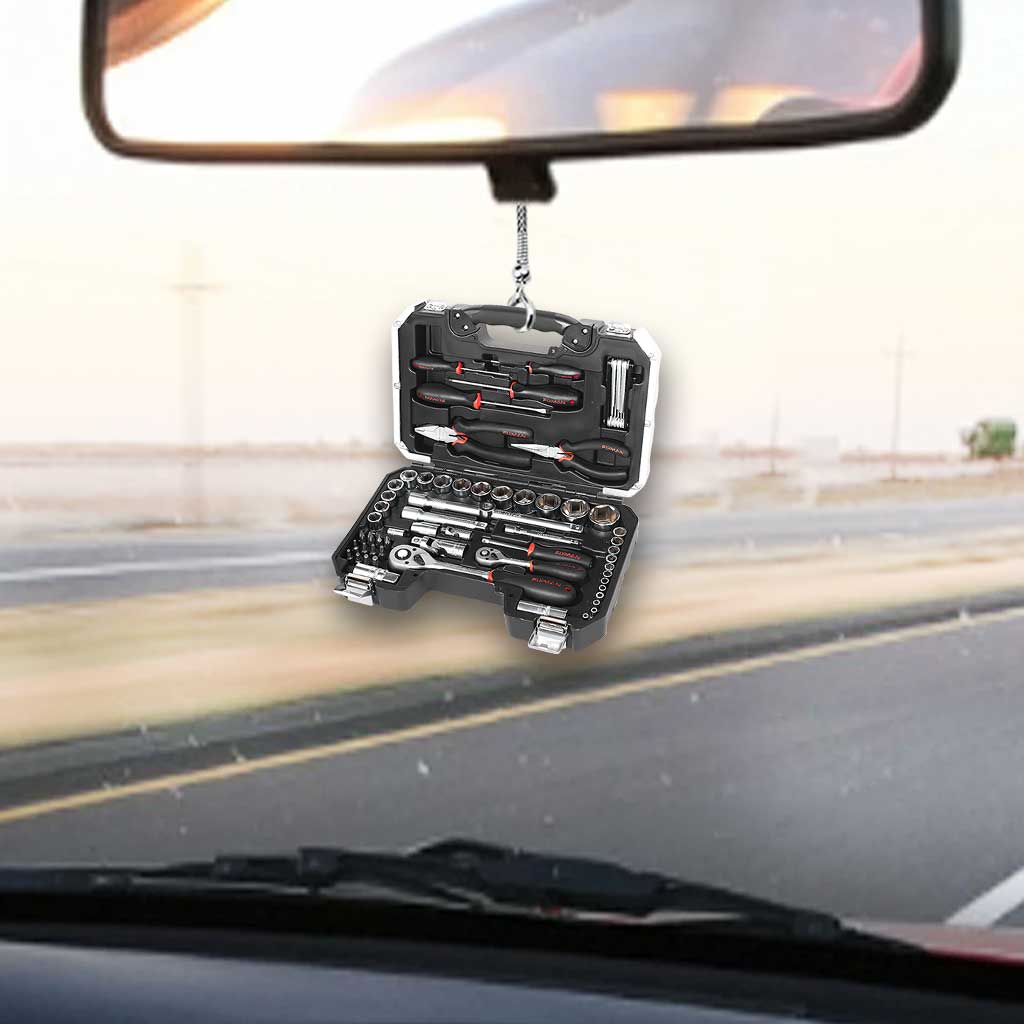 Auto-Ornament mit Werkzeugkasten-Set für Mechaniker (beidseitig bedruckt)