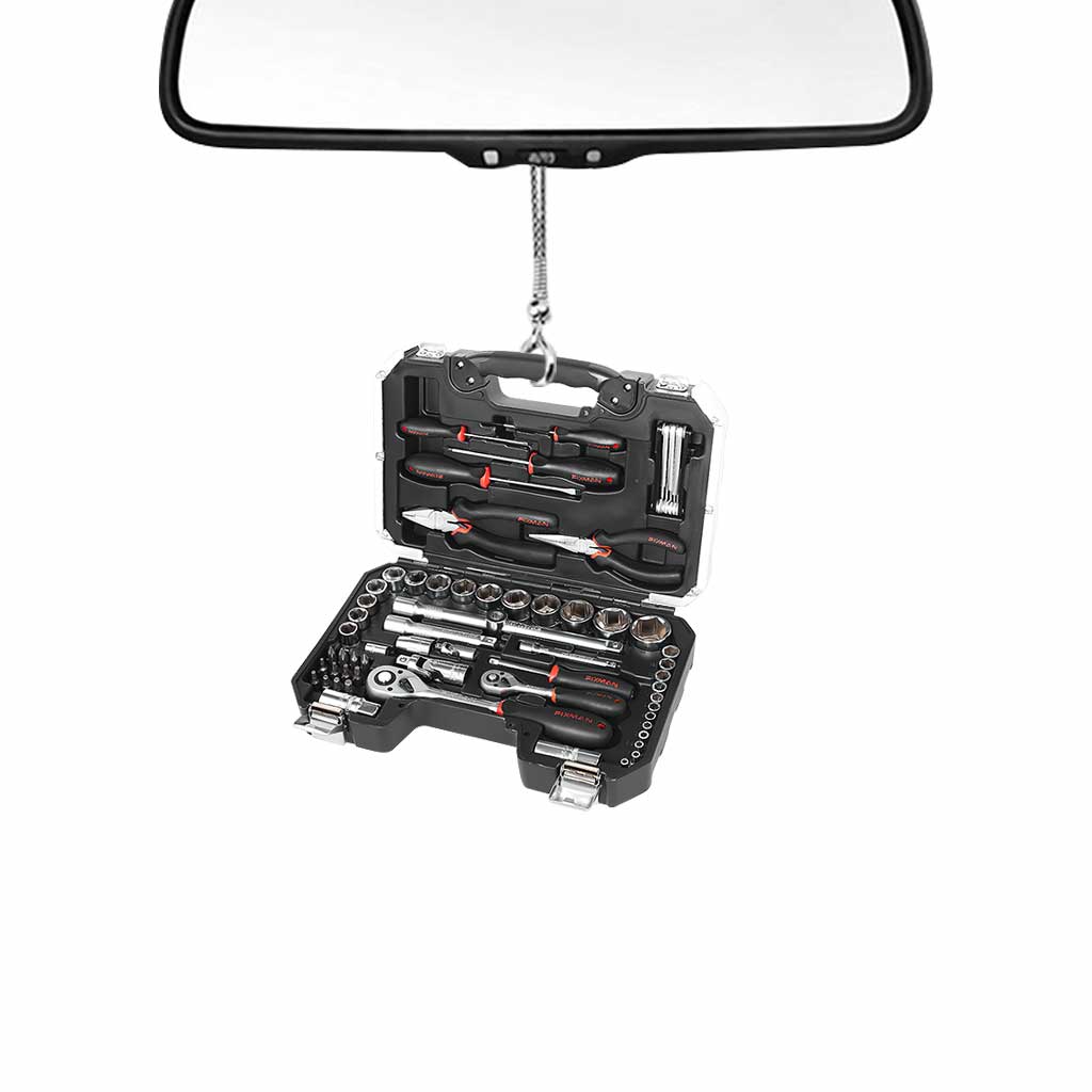 Auto-Ornament mit Werkzeugkasten-Set für Mechaniker (beidseitig bedruckt)