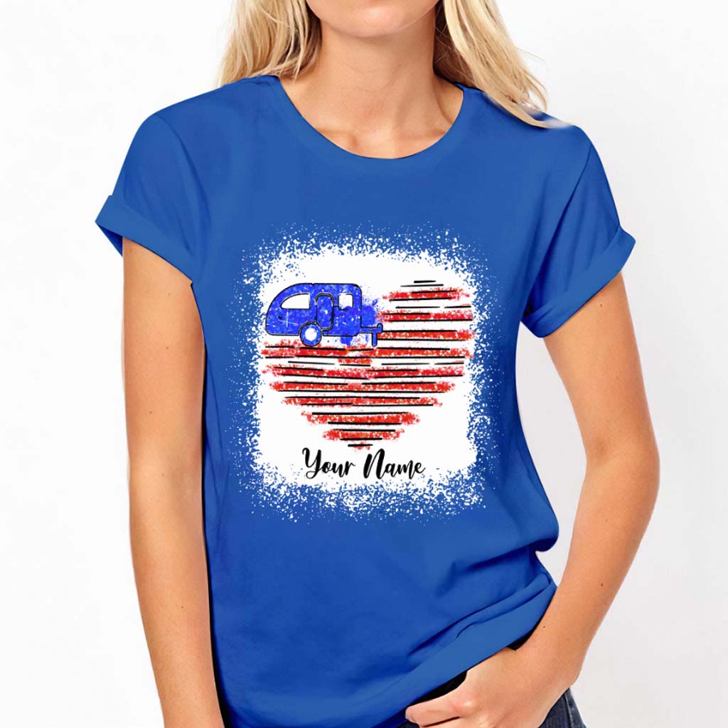 Stars and Stripes – Personalisiertes Camping-T-Shirt und Hoodie