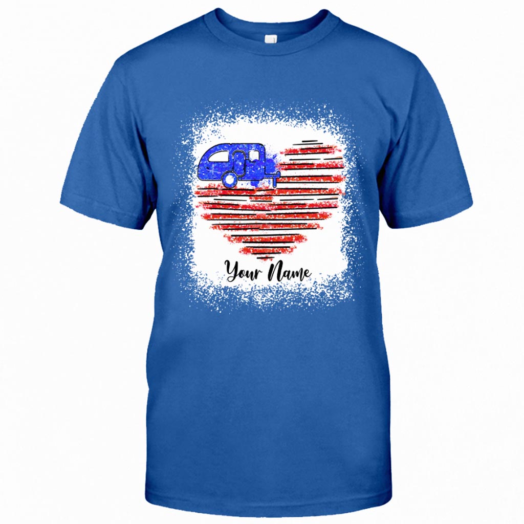 Stars and Stripes – Personalisiertes Camping-T-Shirt und Hoodie