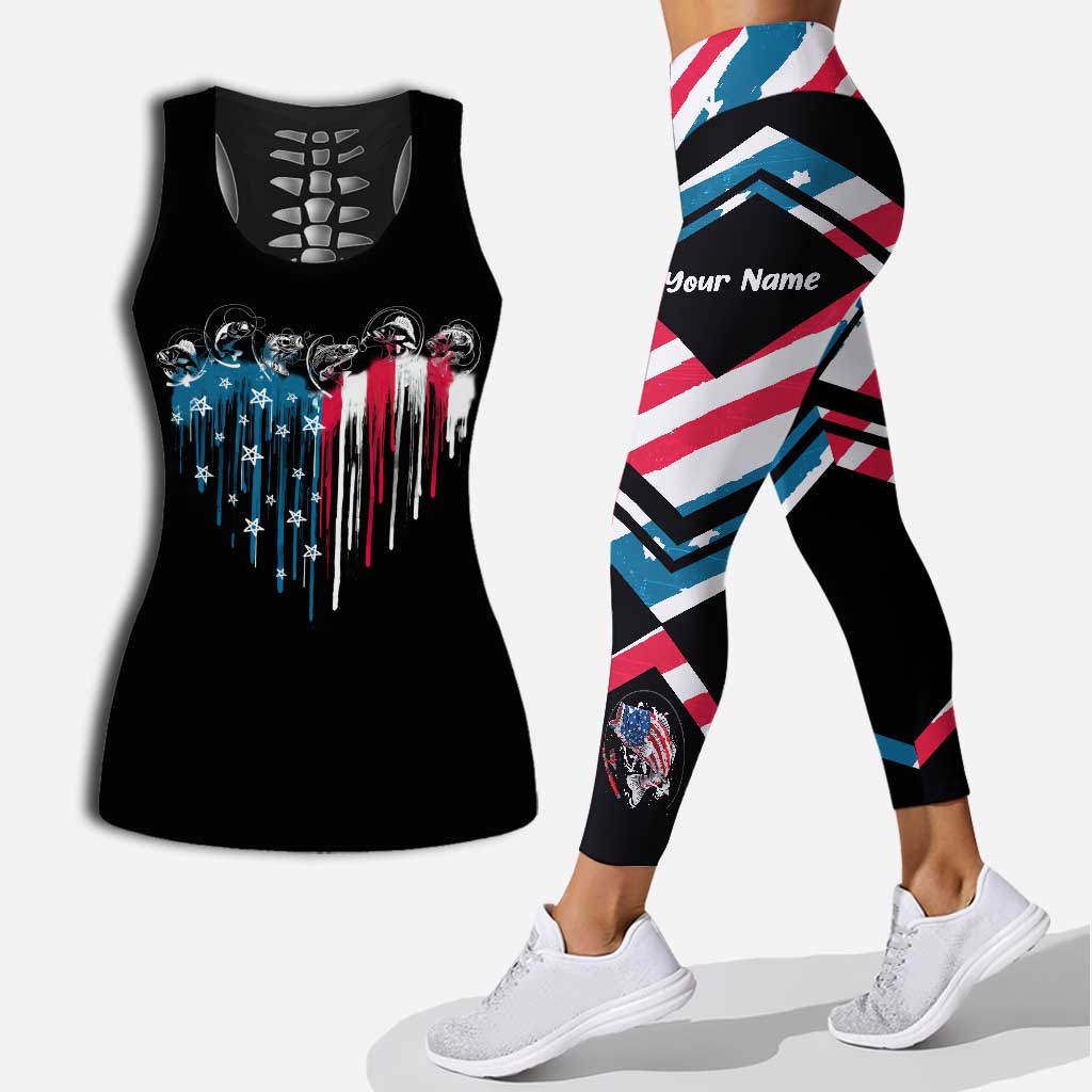 Fishing Freedom – Personalisiertes Tanktop und Leggings zum Unabhängigkeitstag