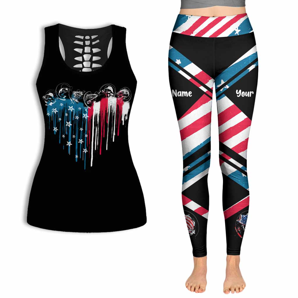 Fishing Freedom – Personalisiertes Tanktop und Leggings zum Unabhängigkeitstag