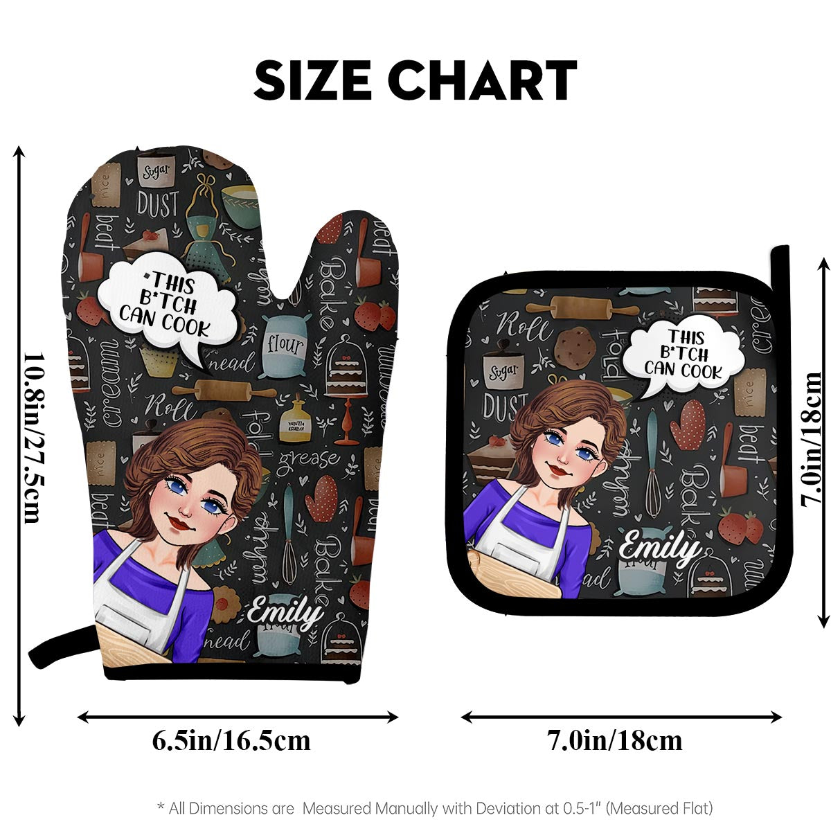 Dieses B Can Cook - personalisierte Backhandschuh- und Topflappen-Set
