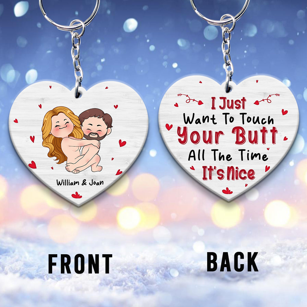 I Just Want To Touch It - Personalized Couple Transparent Keychain
