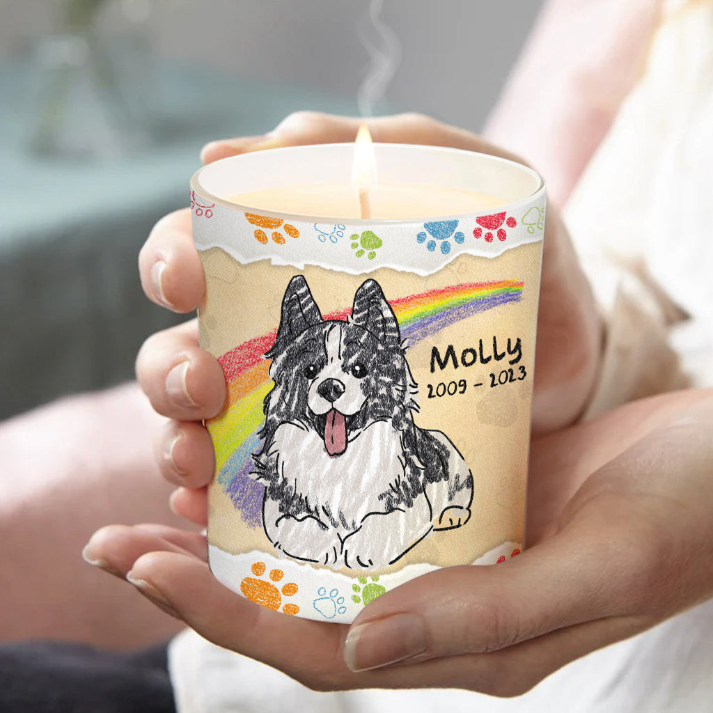 I Crossed The Rainbow - Dog gift for who lose cat, who lose dog - Personalized Candle With Wooden Lid