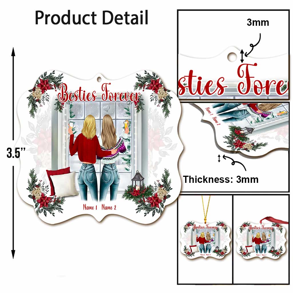 Beste Freundinnen für immer – Personalisierter Weihnachtsschmuck für beste Freundinnen (beidseitig bedruckt)