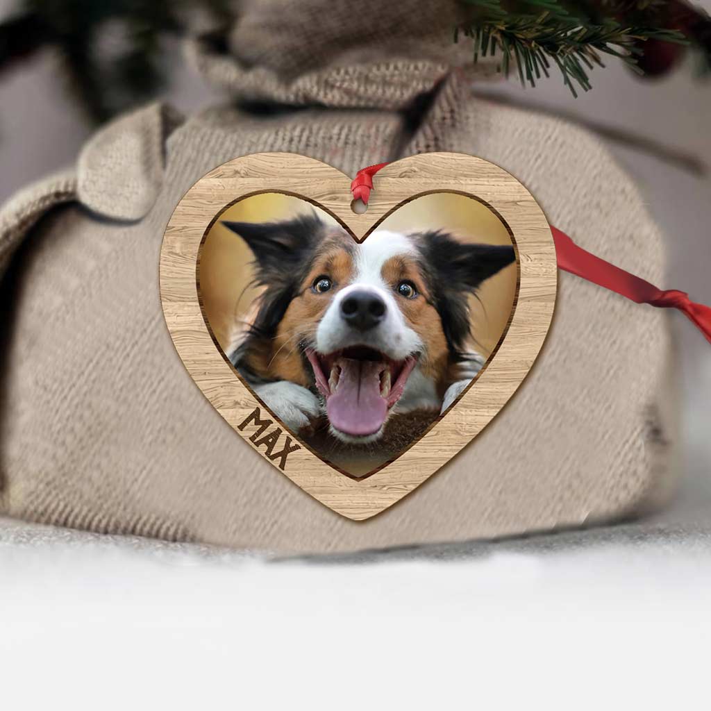 Frohe Weihnachten – Personalisierter Weihnachtsschmuck in Hundeform (beidseitig bedruckt)
