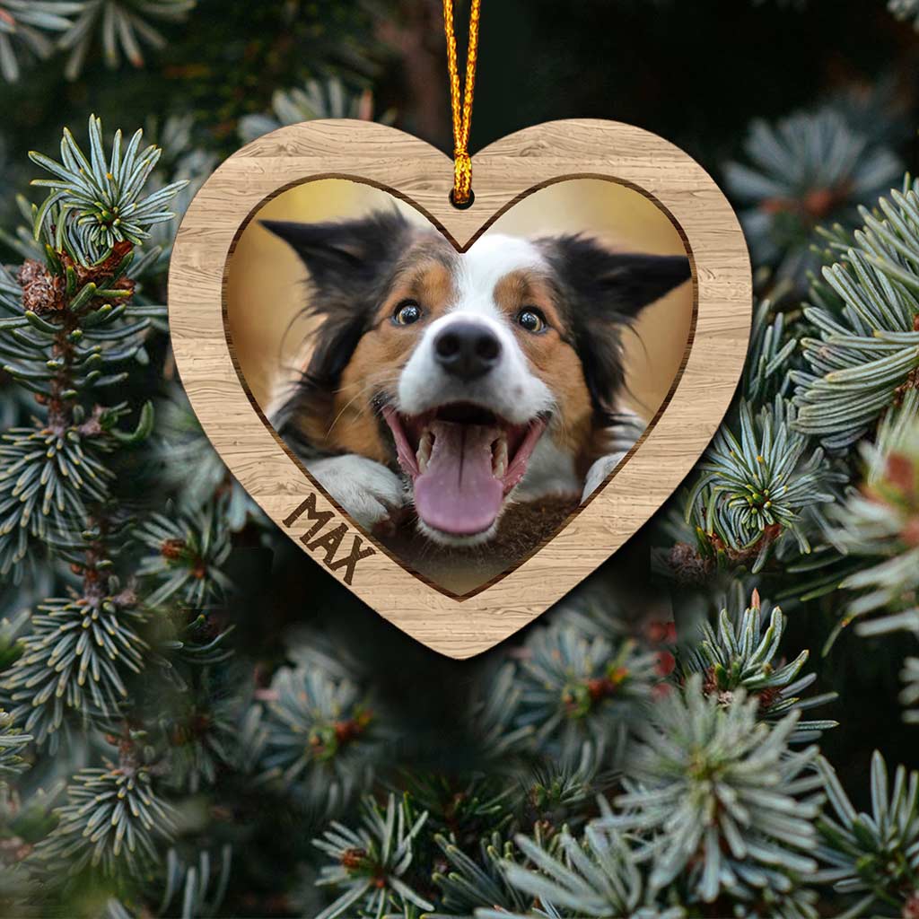 Frohe Weihnachten – Personalisierter Weihnachtsschmuck in Hundeform (beidseitig bedruckt)