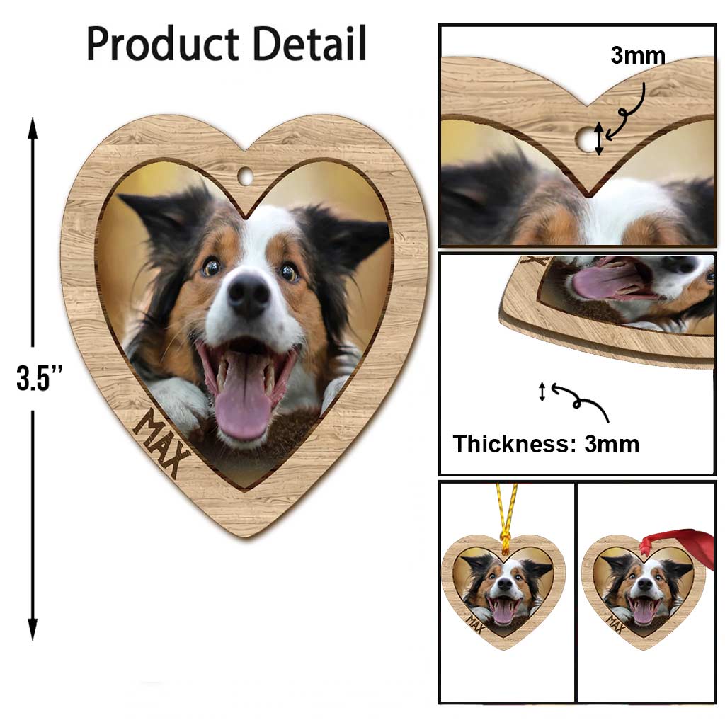 Frohe Weihnachten – Personalisierter Weihnachtsschmuck in Hundeform (beidseitig bedruckt)