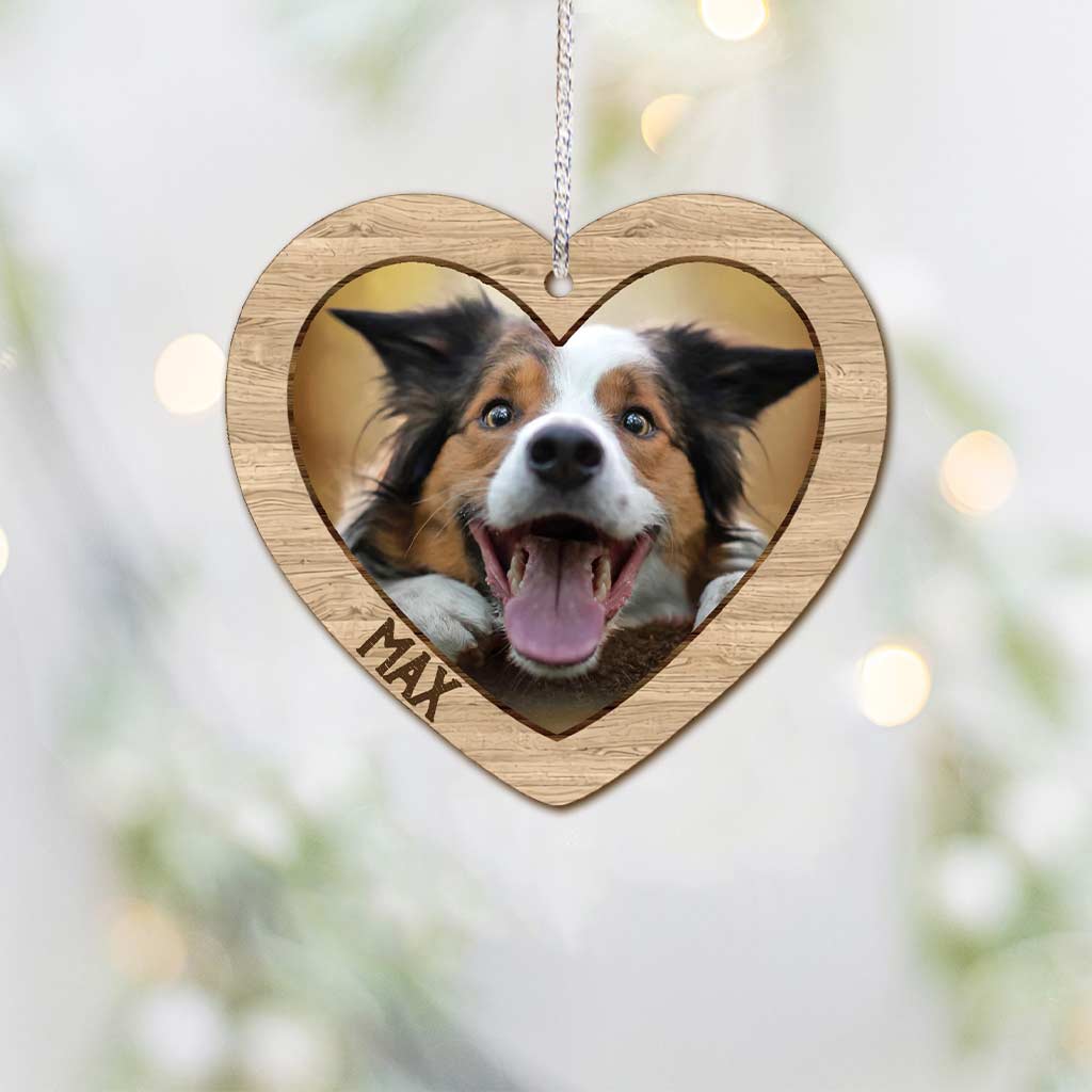 Frohe Weihnachten – Personalisierter Weihnachtsschmuck in Hundeform (beidseitig bedruckt)