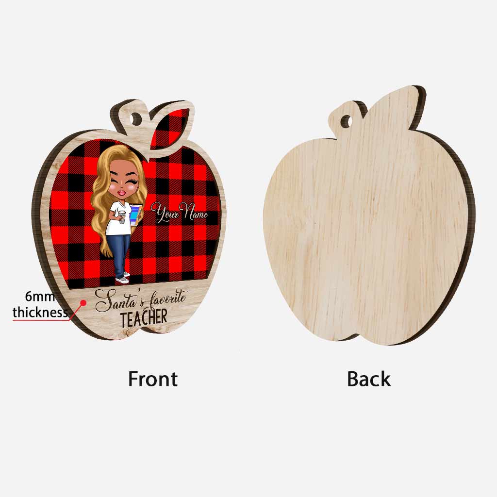 Santa's Favorite Teacher - Personalized Christmas Layered Wood Ornament