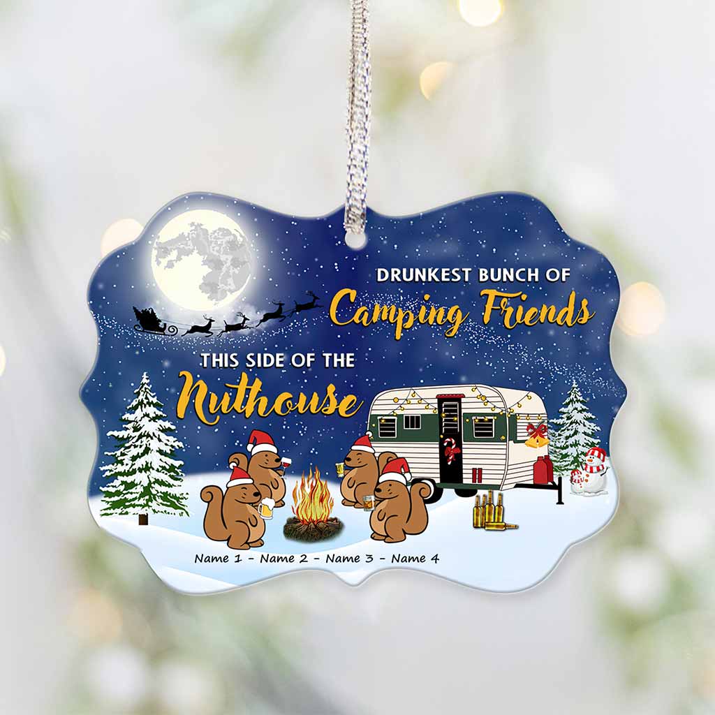 Die betrunkenste Camping-Clique diesseits der Irrenanstalt – Personalisierter Weihnachtsschmuck (beidseitig bedruckt)