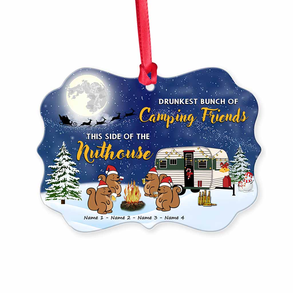 Die betrunkenste Camping-Clique diesseits der Irrenanstalt – Personalisierter Weihnachtsschmuck (beidseitig bedruckt)