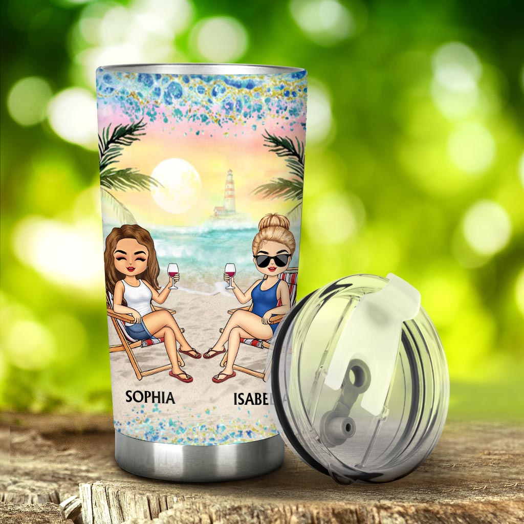 I Love You To The Beach And Back Best Friends - Personalized Bestie Tumbler
