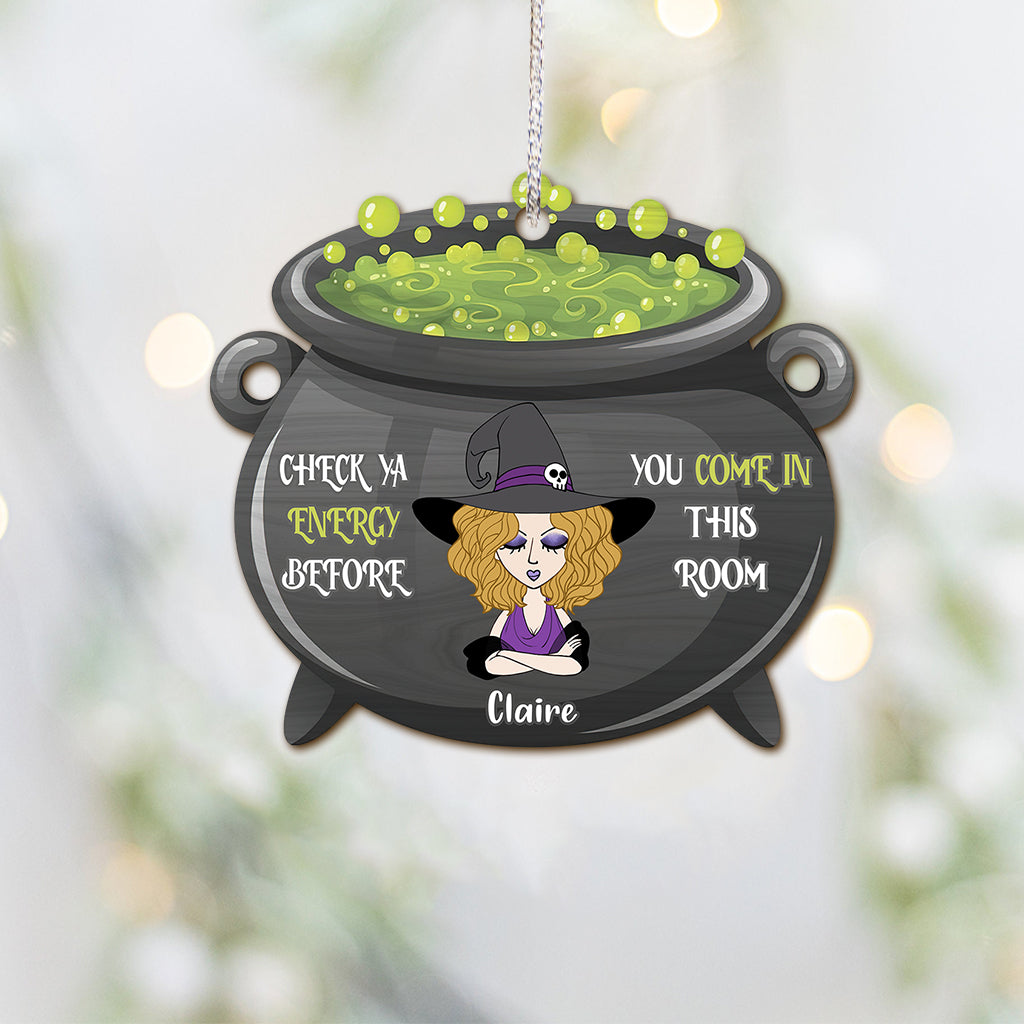 Check Ya Energy - Personalized Witch Ornament