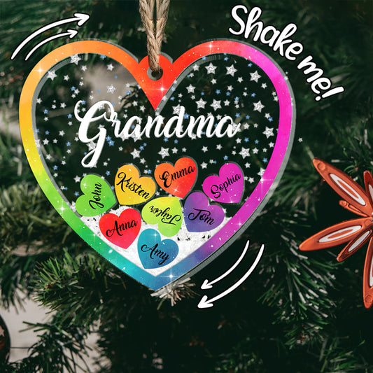 Oma und Enkelkinder – Geschenk für Oma – Personalisierter dreilagiger Schüttel-Ornament