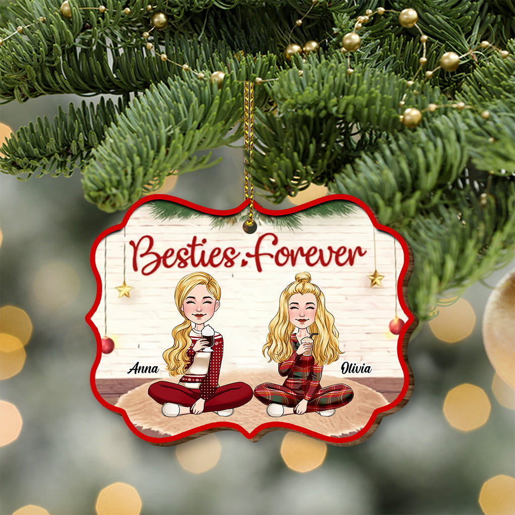 Another Year of Us Being Bestie - Personalized Bestie Wooden Card Pop Out Ornament