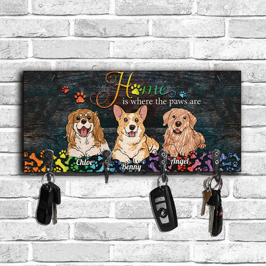 Home Is Where The Paws Are - Personalized Dog Key Rack