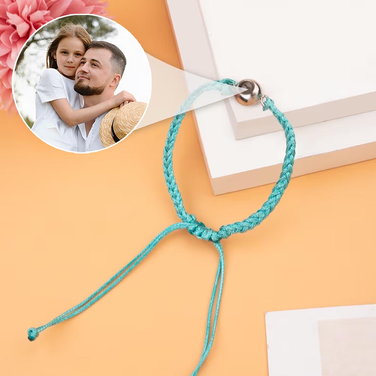 Photo Inserted Father Bracelet - Personalized Father Projection Bracelet