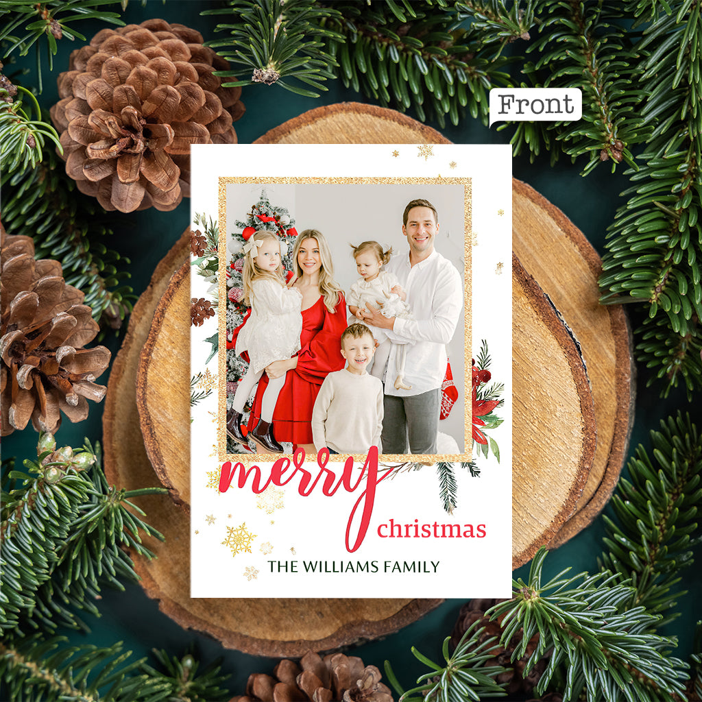 Frohe Weihnachten Goldglitzer - Personalisierte QR-Grußkarte