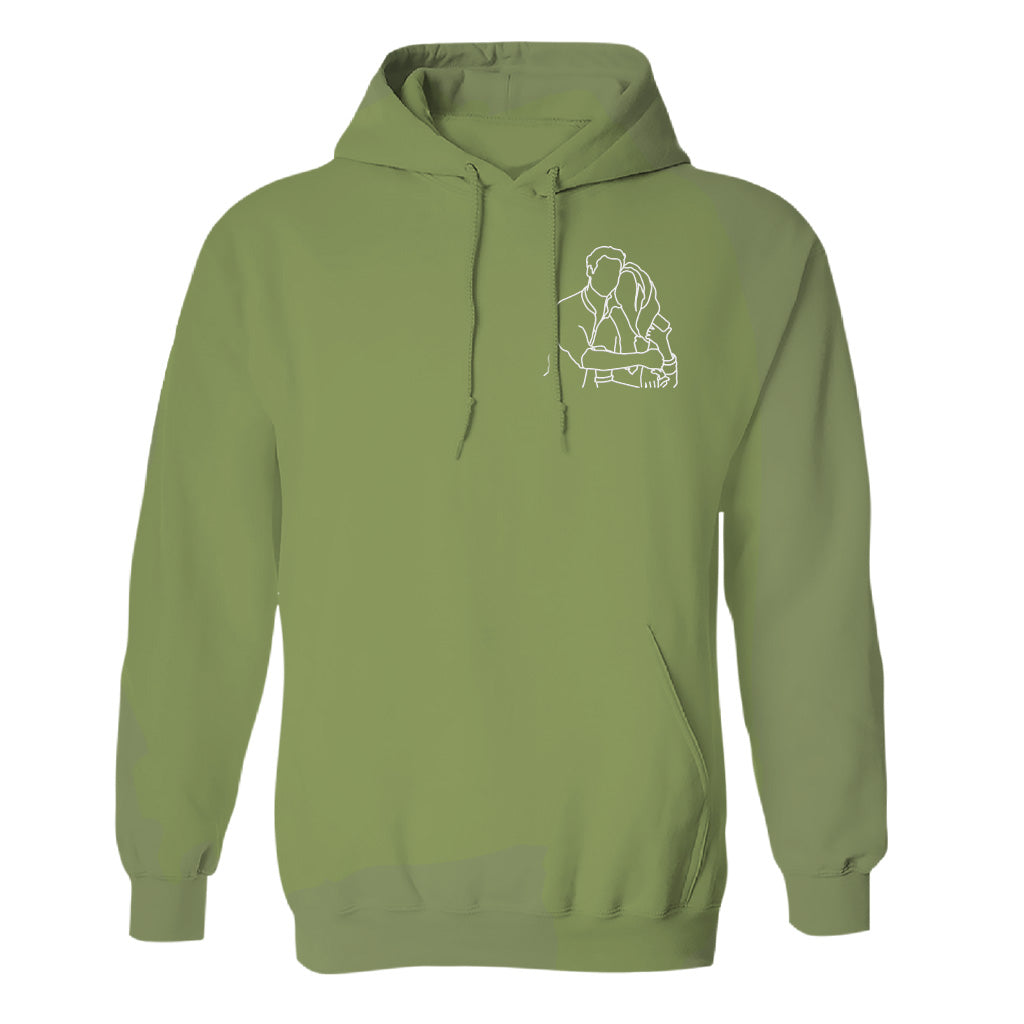Individuelle Linienzeichnung – Personalisierter, bestickter Hoodie für Paare