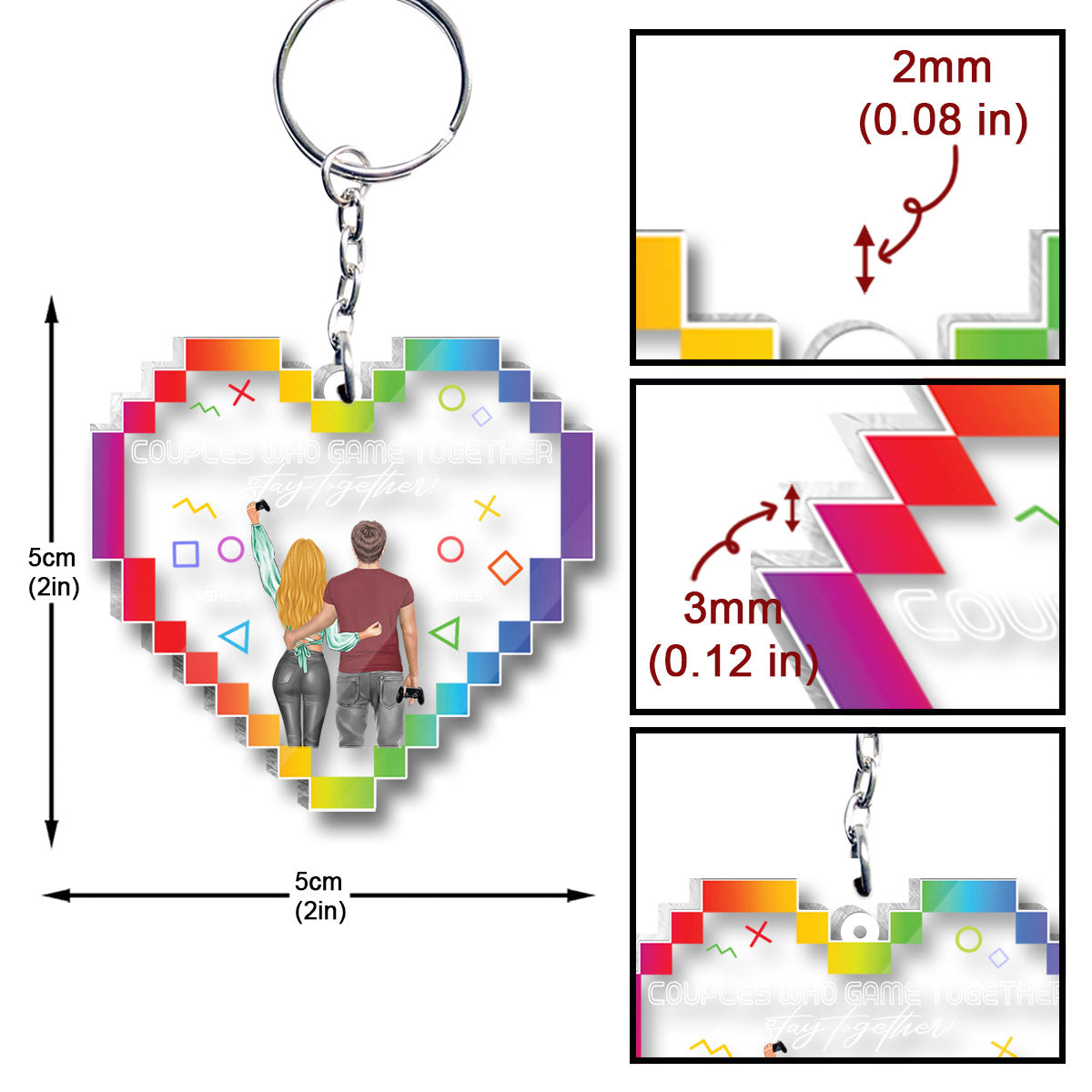 Gemeinsam spielende Paare bleiben zusammen – Personalisierter Videospiel-Schlüsselanhänger