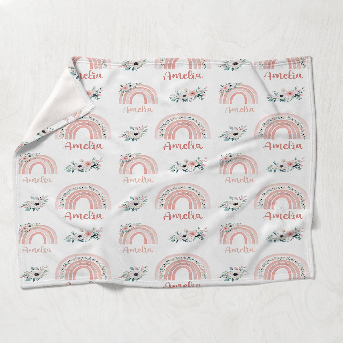 Retro Rainbow Custom Name - Personalized Newborn Blanket